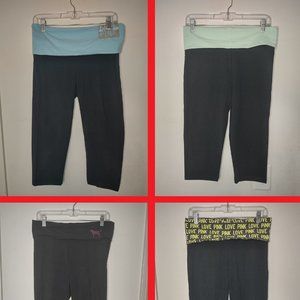 set of 4 Victoria Secret Pink Yoga pants / leggings - MED - 2 cropped, 2 long